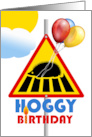 Sister Hoggy Birthday Hedgehog Road Sign and Balloons card