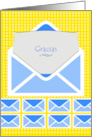 Spanish Thank You Gracias Stationary Illustration in Blue and Yellow card