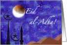 Eid al Adha with Starry Night and Crescent Moon card