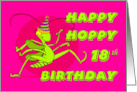 Happy Hoppy 18th Birthday with Bright Green Grasshopper in Hat card