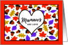 Mamaw Birthday with Autumn Leaves and Acorns Pattern card