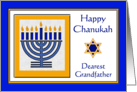 Grandfather Chanukah with Menorah in Blue and Gold card