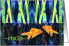 Pisces Birthday with Two Goldfish Swimming Under Reeds card