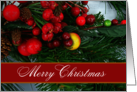 For Friend Merry Christmas Poem with Greens and Berries card