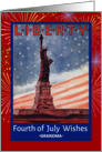 For Grandma Fourth of July with Statue of Liberty and Fireworks card
