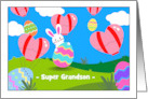 Grandson Easter Custom Front with Heart Hot Air Balloons and Eggs card