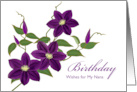 Nana Birthday with Purple Clematis Illustration on White Background card