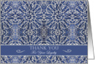 Business Thank You to Customer, Elegant Blue Filigree Design card
