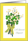 Maid of Honor Invitation St Patrick’s Day with Shamrock Bouquet card
