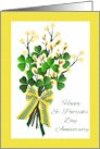 Wedding Anniversary on St Patrick’s Day with Shamrock Bouquet card