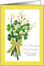 For Mentor St Patrick’s Day Wishes with Shamrock Bouquet card