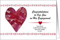 Congratulations on Gay Son’s Engagement Stitched Heart Custom Front card
