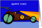 5th Birthday with Dune Buggy Racing at Night Illustration card