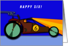 6th Birthday with Dune Buggy Racing at Night Illustration card