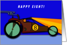 8th Birthday with Dune Buggy Racing at Night Illustration card