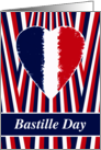Bastille Day with French Flag Inspired Heart and Stripes Pattern card