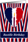 Birthday on Bastille Day with French Flag Heart and Candle card