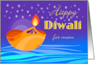 Diwali Wishes for Mom with Diya Oil Lamp and Stars card
