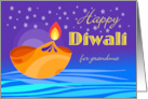 Happy Diwali for Grandma with Floating Diya Lamp Under Stars card