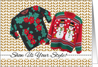 Tacky Ugly Christmas Sweater Party Invitation with Vintage Fashion card
