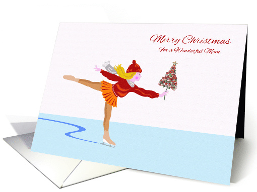 Merry Christmas for Mom with Ice Skater and Christmas Tree card