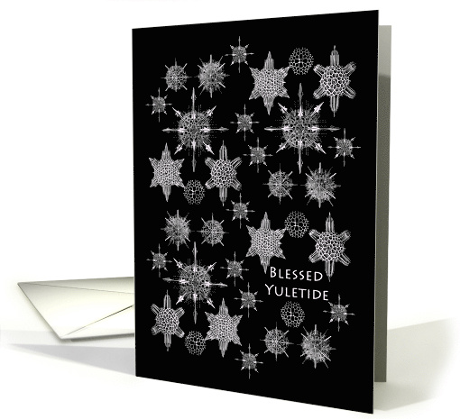 Blessed Yuletide with Sea Creature Snowflakes on Black card (1011263)