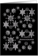 Winter Wedding Anniversary with Sea Creature Snowflakes on Black card