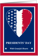 Presidents’ Day Heart Decorated with Stars and Stripes American Flag card