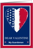 For Guardsman Valentines Day with Patriotic Heart Stars and Stripes card