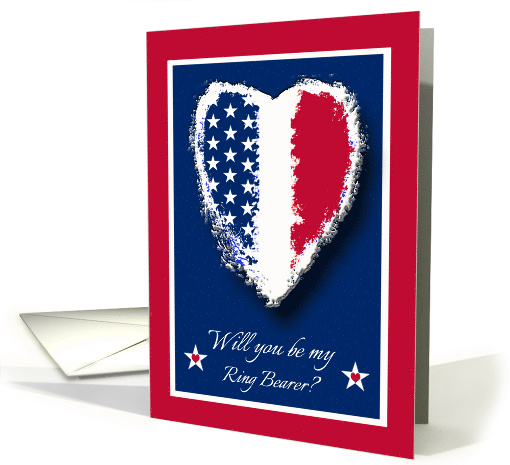 Military Wedding Invitation for Ring Bearer with Patriotic Heart card