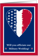For Officiant Invitation Military Wedding with Patriotic Heart card
