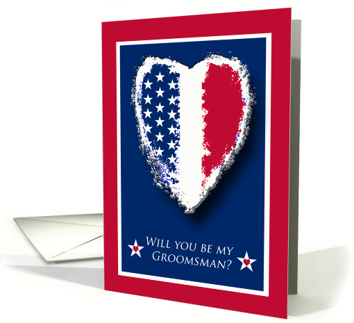 Military Wedding Invitation for Groomsman, Patriotic Heart card