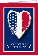 Military Wedding Invitation for Best Man with Patriotic Heart card
