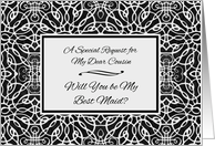 Cousin Best Maid Invitation with Art Nouveau Design card
