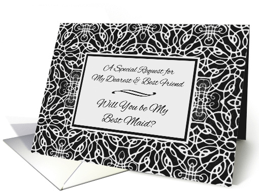 Best Friend for Best Maid Invitation with Art Nouveau Lines card