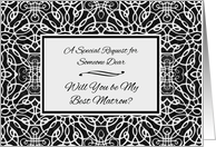 General Best Matron Invitation with Art Nouveau Filigree card