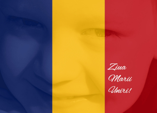 Ziua Marii Uniri Great Union Day with Romanian Flag and Child