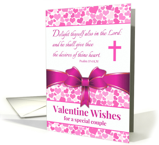 For Couple Valentine's Day with Scripture Psalm 37 4 and Hearts card