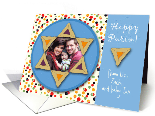 Happy Purim With Hamantaschen and Add Your Photo Area card (1035613)