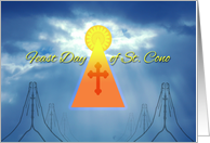 Feast Day of St. Cono, Cone of Light and Praying Hands card