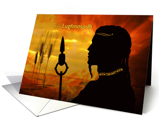 Lughnasadh Harvest Blessings with Sun God Lugh and Wheat Grain card