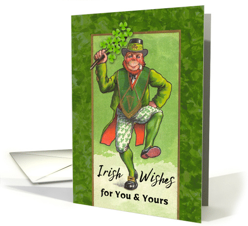 St Patrick's Day in the Morning with Dancing Leprechaun and Pipe card
