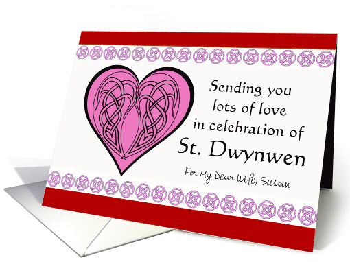 Wife St Dwynwen's Day Custom Front with Celtic Knots and Heart card