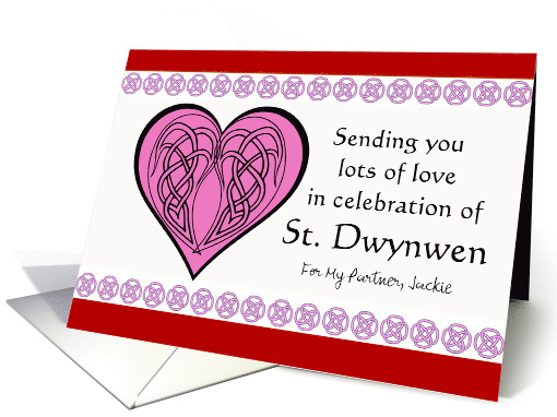 Partner St Dwynwen's Day Custom Front with Celtic Knots and Heart card