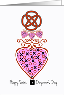 St. Dwynwen’s Day XOXO Heart With Celtic Knot and Lock card