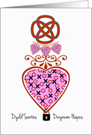 Dydd Santes Dwynwen XOXO Heart With Celtic Knot and Lock card