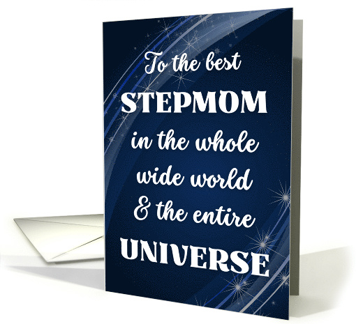For Stepmom Mothers Day with Stars and Swirls in Blue card (1049245)