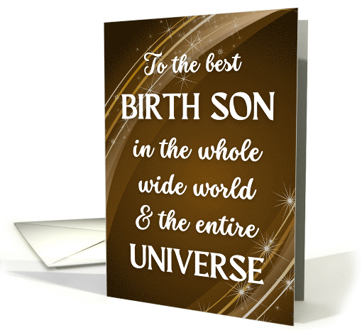 For Birth Son Fathers Day with Stars and Swirls in Brown card