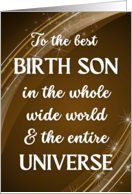 For Birth Son Fathers Day with Stars and Swirls in Brown card