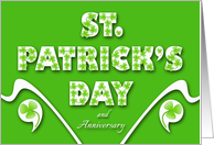 Anniversary on St. Patrick’s Day, Shamrock Decorated Letters card